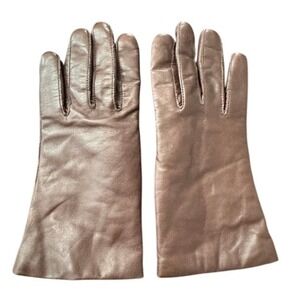 Gates Cara Brown Leather Gloves Ladies Small Knit Lined Vintage Style